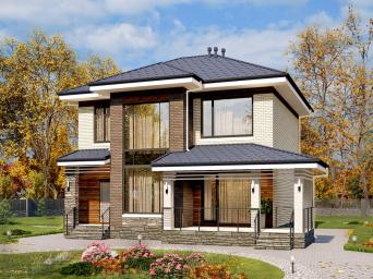 Двухэтажный дом с пятью спальнями и террасой.