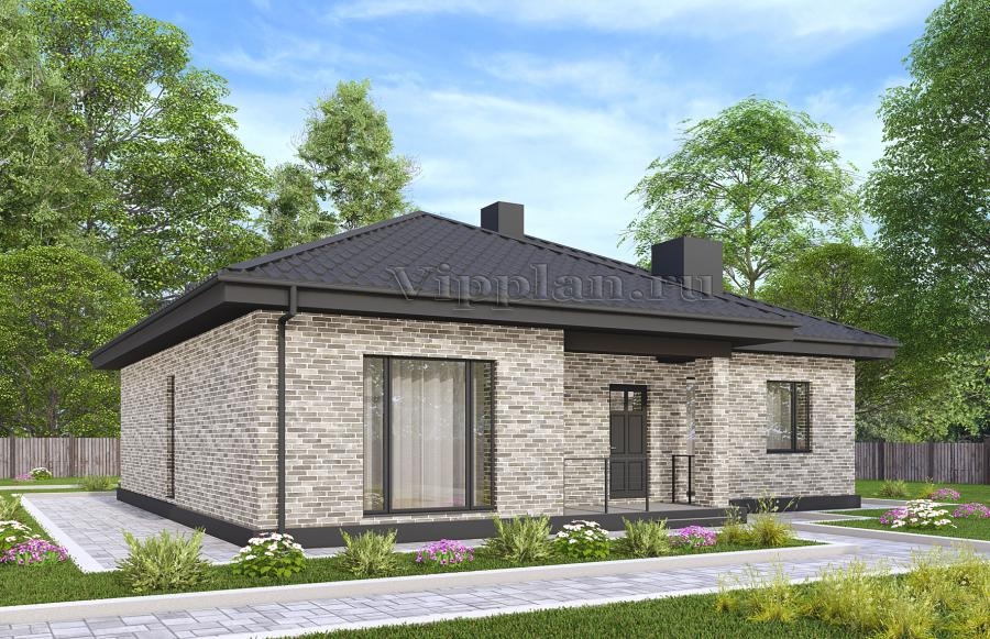 Одноэтажный дом с тремя спальнями и террасой